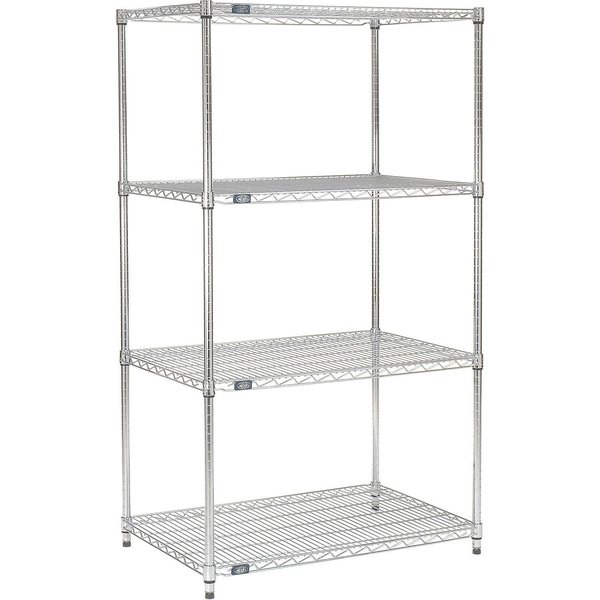 Nexel 36W x 18D x 74H Wire Shelving Unit, 600 Lb Shelf Capacity, Chrome 798768NC